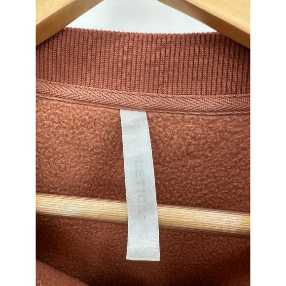 Fabletics Sweatshirt Women MEDIUM Orange Toffee Rayne Polar Fleece Crewneck - Picture 6 of 9